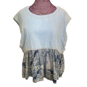 Anthropologie Pilcro Twofer Babydoll Chambray Top